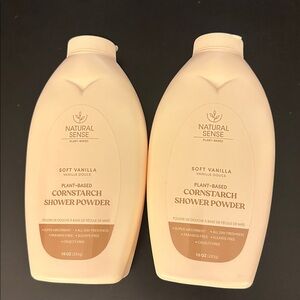 New Natural Sense Soft Vanilla plant based cornstarch Shower Powder Set Bundle